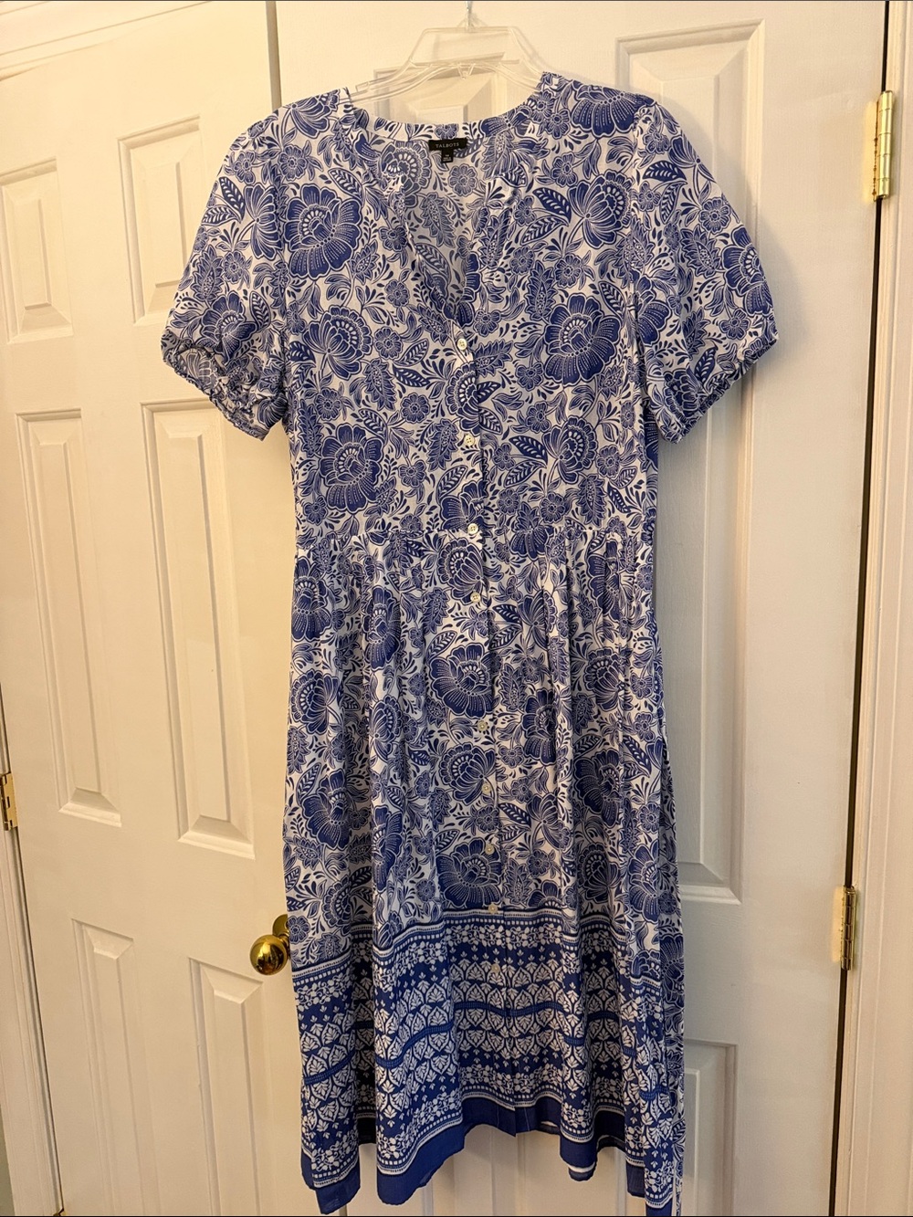 Blue Floral Button-Front Women’s Dress